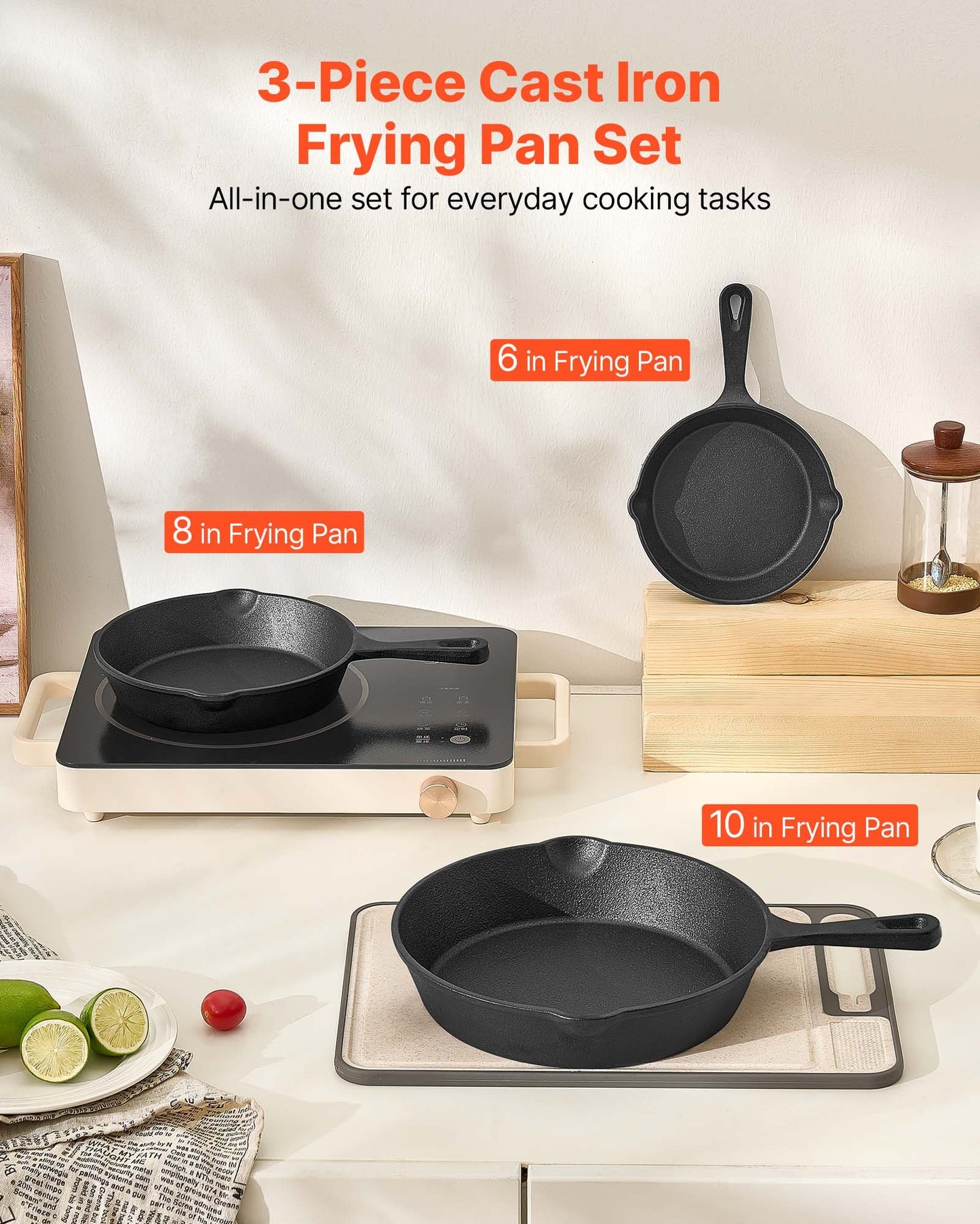 3-Piece Cast Iron Skillet Set